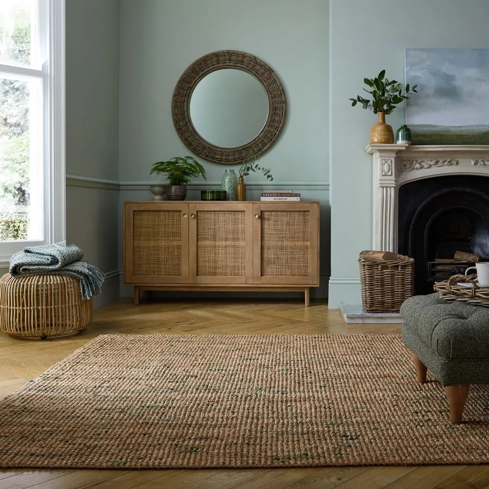 Zielono-naturalny dwustronny dywan z juty tkany ręcznie 200x290 cm Jute Boucle Green – Flair Rugs