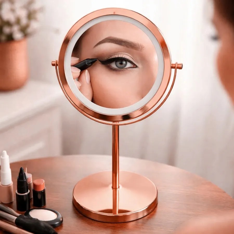 Lusterko Do Makijażu PREMIUM Kosmetyczne POWIĘKSZAJĄCE 10X Podświetlane LED