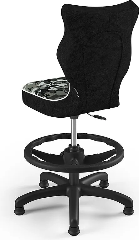 Krzesło dziecięce we wzory Petit Black z podnóżkiem rozmiar 3 (119-142 cm)
