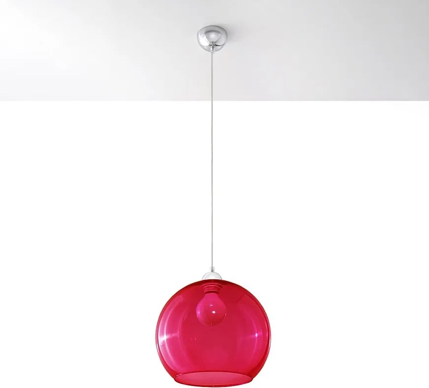 Lampy wiszące minimalistyczny Esfera, stal/szkło - 1 źródło światła 4000K - L.30 x H.120 cm - czerwony