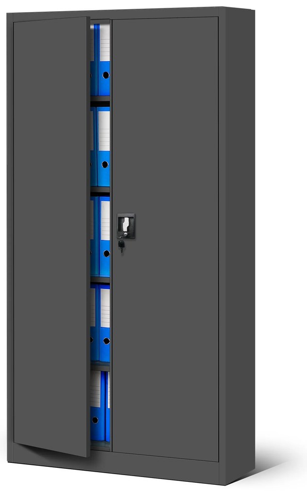 Zestaw 4x biurowa szafa metalowa na akta JAN H, 900 x 1950 x 400 mm, antracytowa