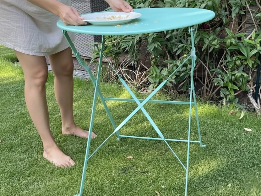 Okragły Stolik Kawowy Na Balkon Stalowy Miętowy