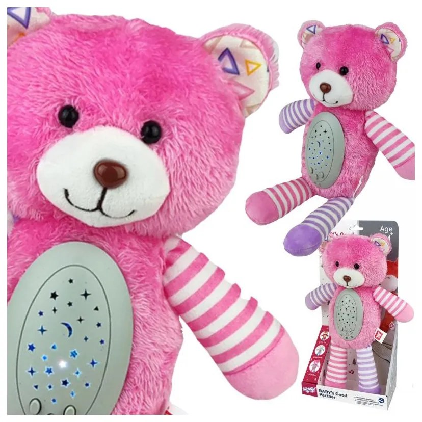 Woopie baby przytulanka usypiacz projektor 2w1 różowy miś - 10 kołysanek