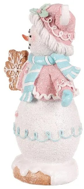 Dekoracja świąteczna Bałwanek piernikowy w kolorowym stroju, poliresin