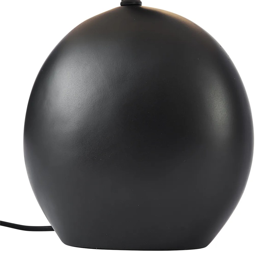 Lampa stołowa Japandi czarna z lnianym abażurem - TimoJapandi Oswietlenie wewnetrzne