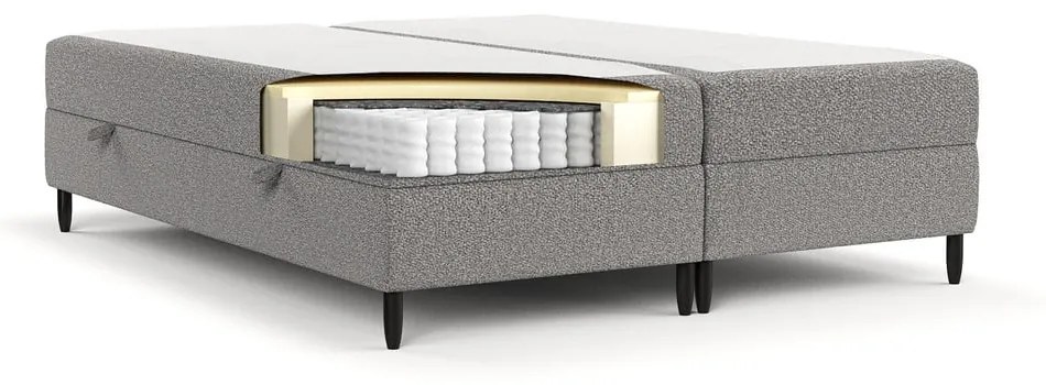 Szare łóżko boxspring ze schowkiem 180x200 cm Malte – Maison de Rêve