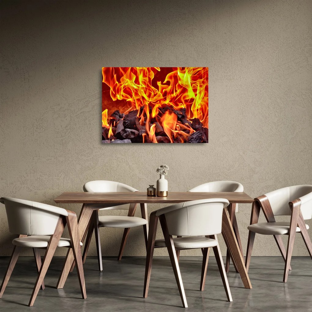 Obraz na szkle - płonące węgle (70x50 cm)