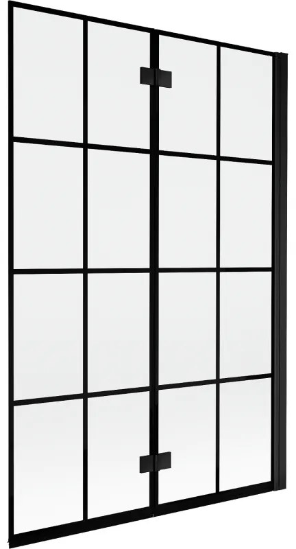Mexen Mist parawan nawannowy 2-skrzydłowy prawy 120 x 150 cm, czarna kratka, czarny - 8A9-120-002-70-77-P