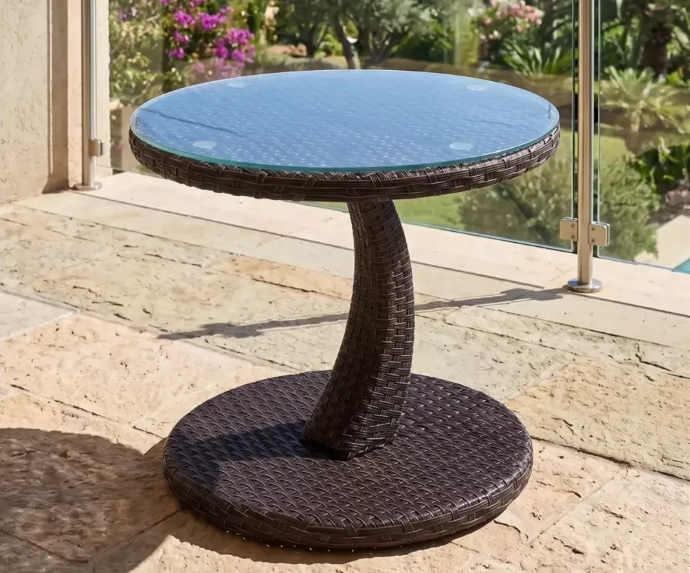 Stolik kawowy ogrodowy balkonowy Ertigo technorattan okrągły mały 50cm loft