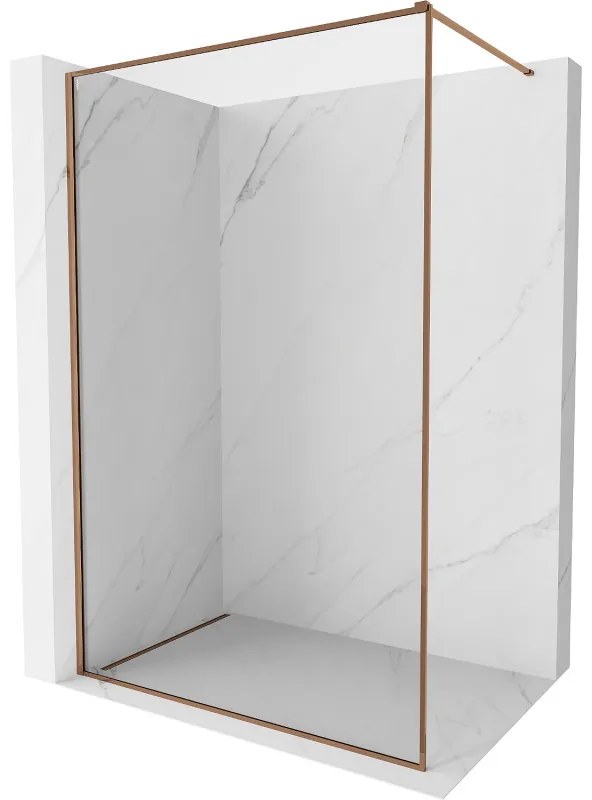 Mexen Kioto-XF ścianka prysznicowa Walk-in z ramką 160 x 202 cm, transparent 10 mm, różowe złoto - 800-160-104-60-00-X