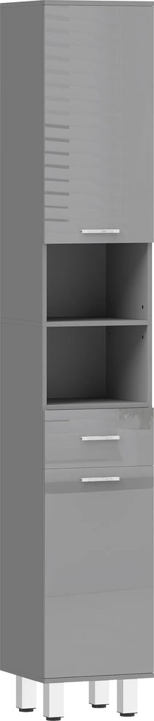 kleankin Szafka łazienkowa, komoda, z półkami i szufladą, regulowana, Szary | Aosom PL