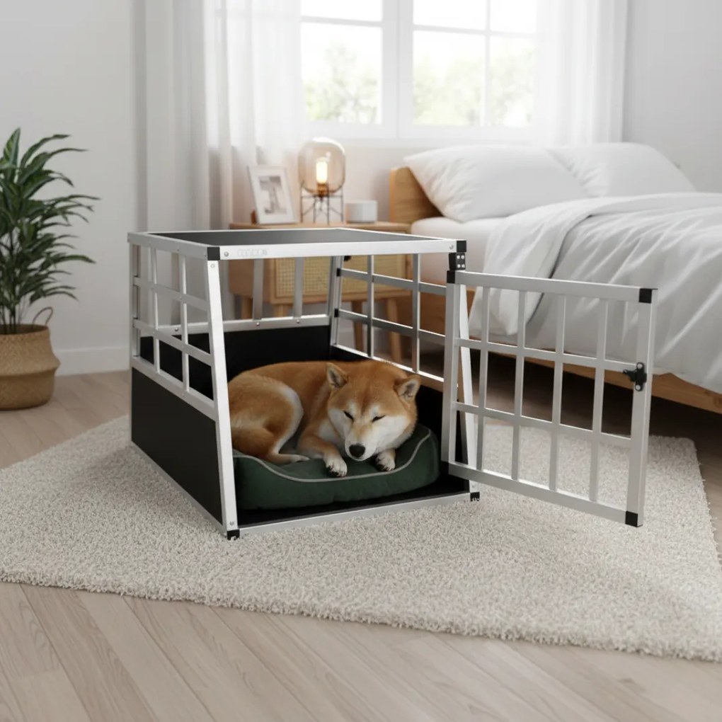 Transporter dla psa BRUNO, 70x54x51cm, srebrna/czarna Cadoca