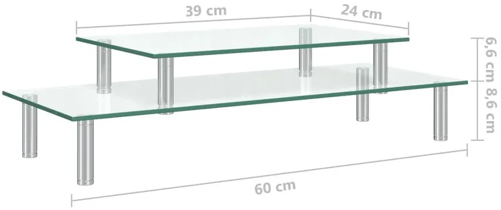 2-poziomowa półka na biurko ze szkła hartowanego - Olso