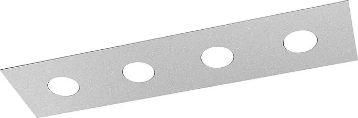 Prostokątna lampa sufitowa Toplight Area z 4 źródłami światła i oprawką GX53, struktura szara, nowoczesny design 80x20x3 cm