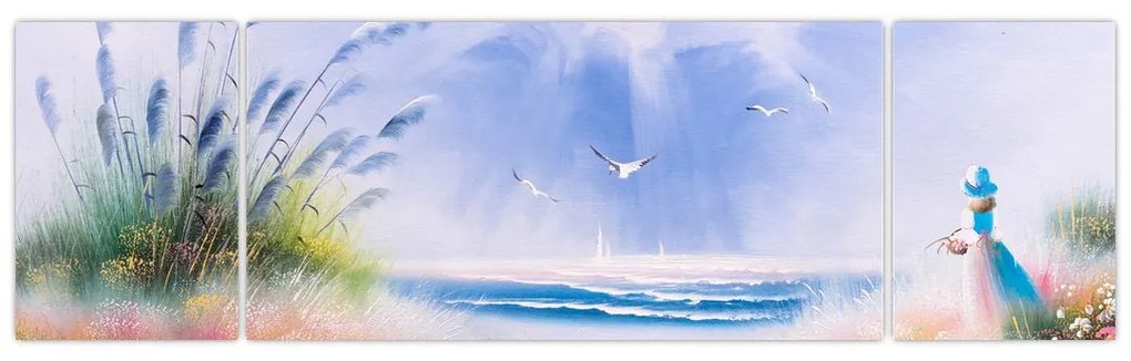 Obraz - Romantyczna plaża, obraz olejny (170x50 cm)
