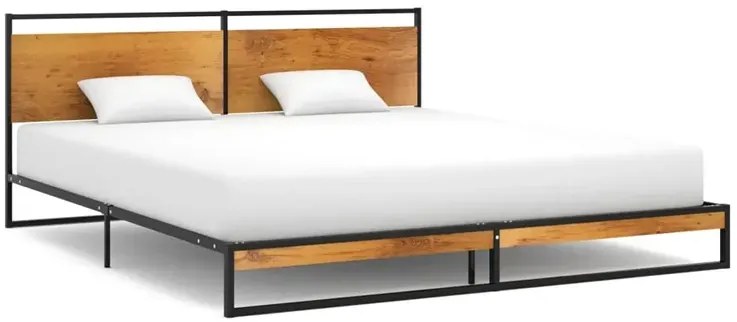 Czarne duże łóżko małżeńskie z metalu 180x200 cm P1-E05