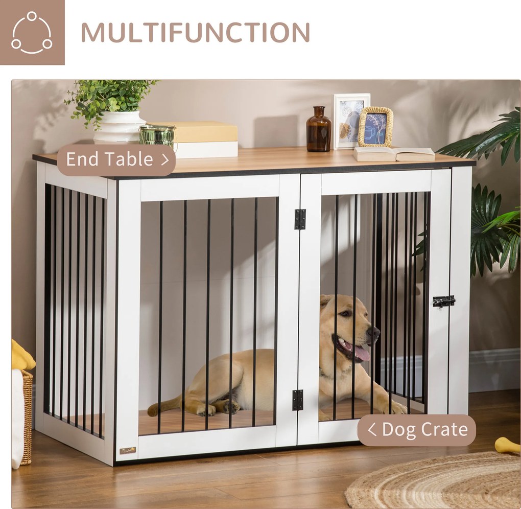 PawHut klatka dla psa klatka dla dużych psów Doghouse powierzchnia stołu biała