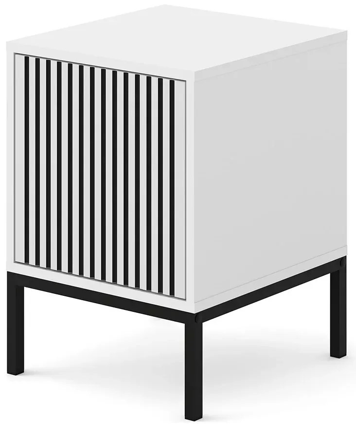 Biała szafka pod biurko z lamelami w stylu glamour B0-N75