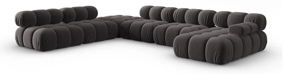 Ciemnoszara aksamitna sofa 379 cm Bellis – Micadoni Home