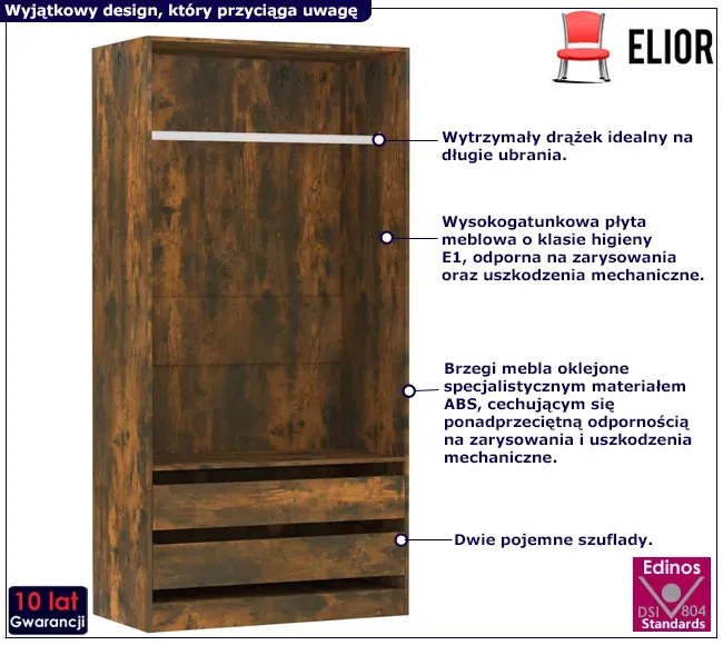 Wysoka szafa bez drzwiczek przydymiony dąb - Uxaro 3X