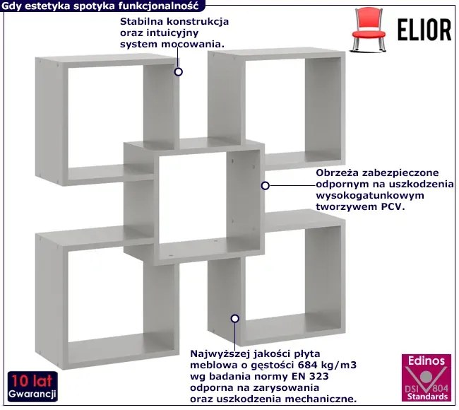 Szara minimalistyczna półka ścienna - Erso