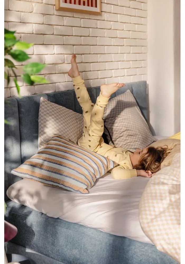 Niebieskie łóżko kontynentalne ze schowkiem 160x200 cm Elva Bold Line – Bonami Selection