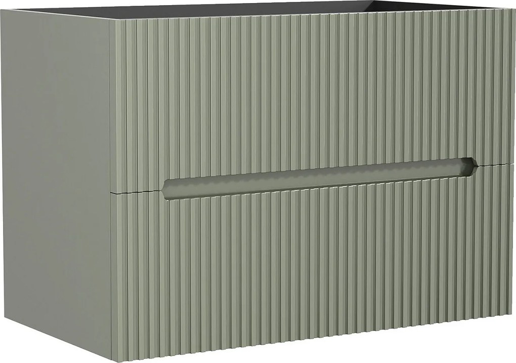 Podwieszana szafka pod umywalkę w zielone prążki - 80 cm - PAVANI