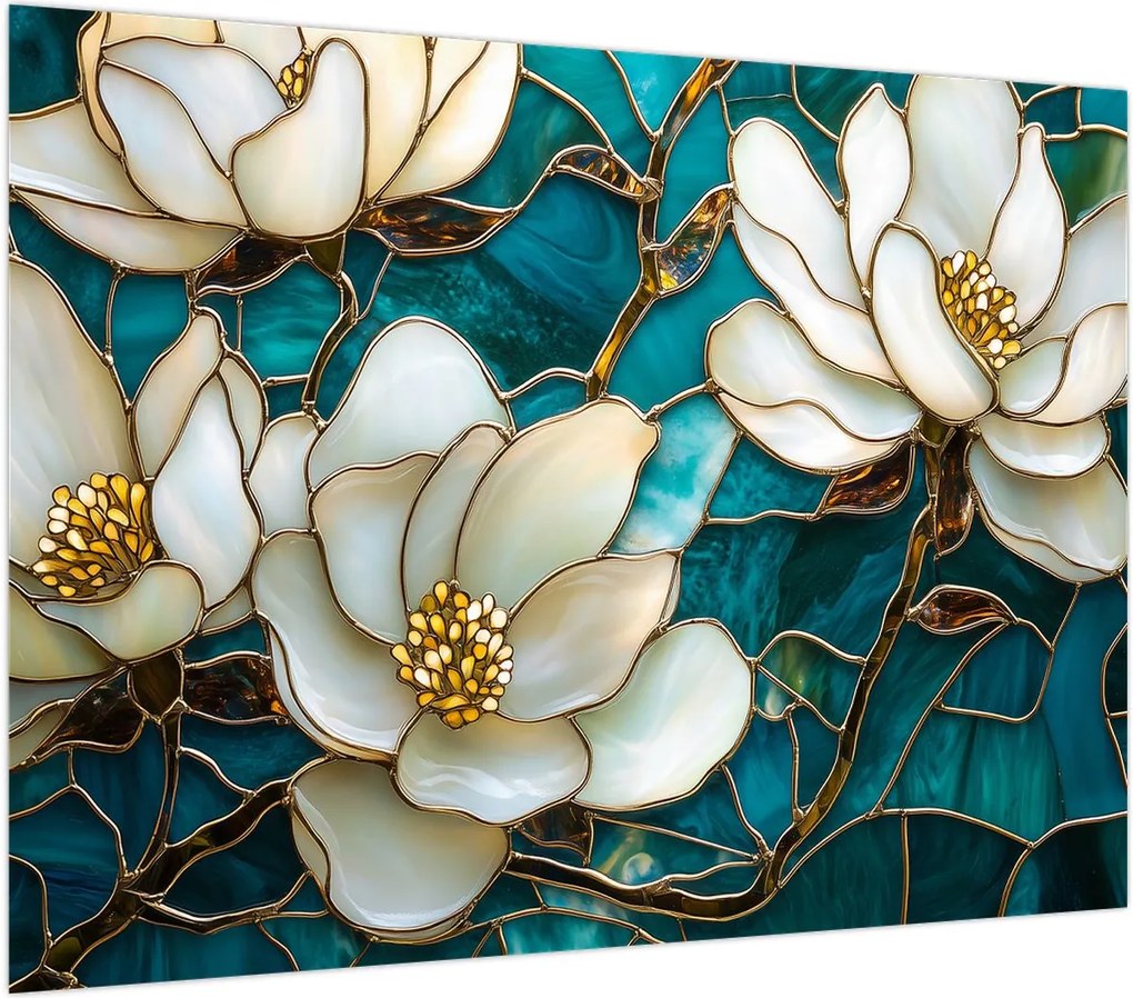 Obraz - Witraż z magnolią (70x50 cm)