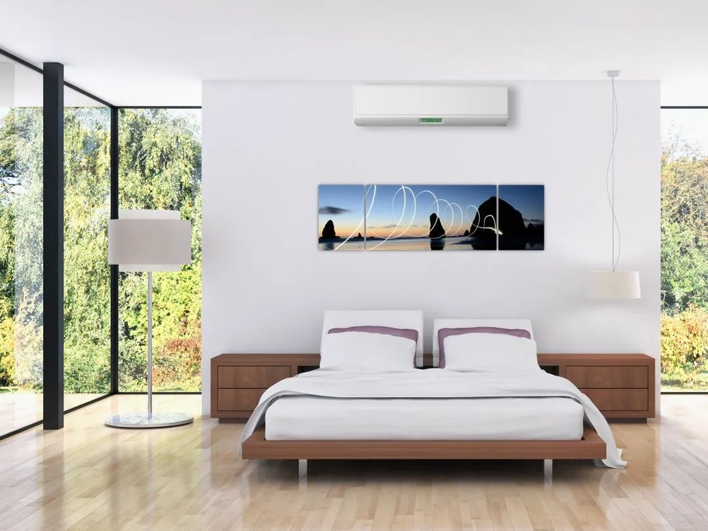 Obraz - plaża o zachodzie słońca (170x50 cm)