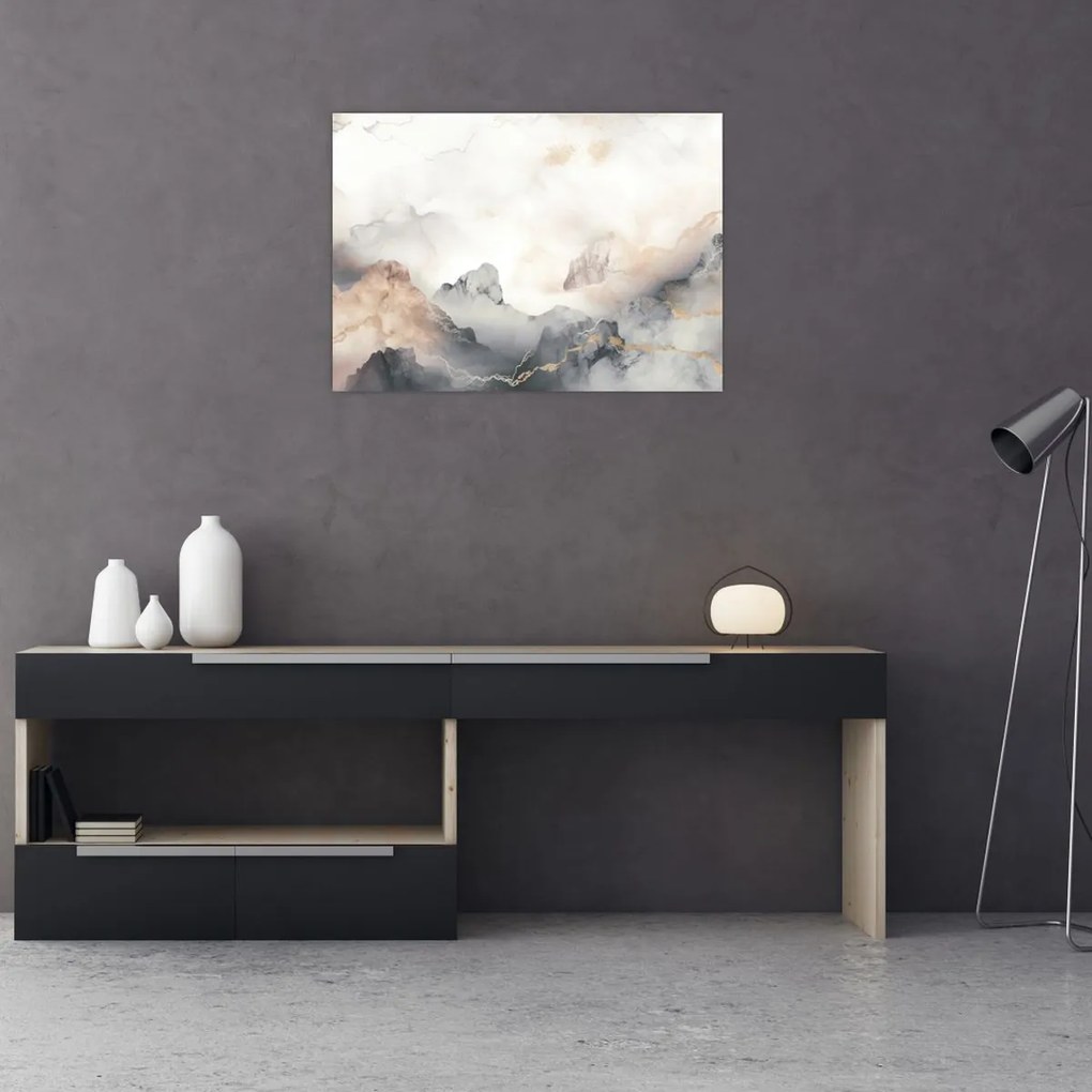 Obraz - Górska abstrakcja z teksturą marmuru (70x50 cm)