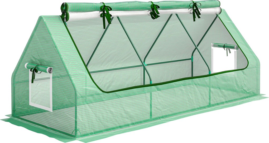 Outsunny mini szklarnia ogrodowa tunelowa odporna na warunki atmosferyczne z oknami zwijanymi zielona 240x90x90 cm | Aosom PL