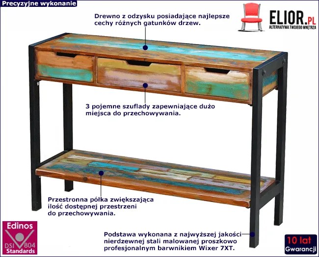 Drewniana konsola z szufladami H6-M69