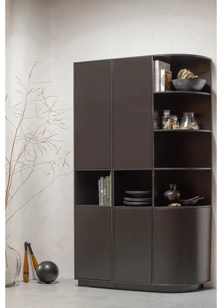 Czarny regał modułowy z litego drewna sosnowego 120x210 cm Finca – WOOOD