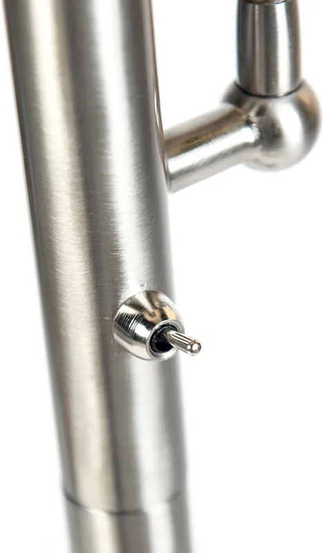 Klasyczna lampa stojąca stalowa z białym kloszem i lampką do czytania - Retro