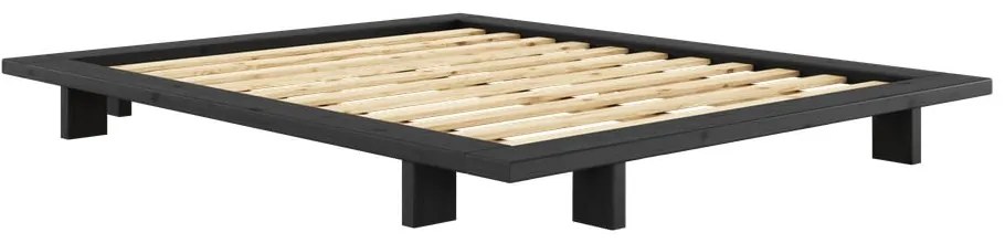 Czarne podwójne łóżko z drewna sosnowego z siatką 160x200 cm Japan - Karup Design