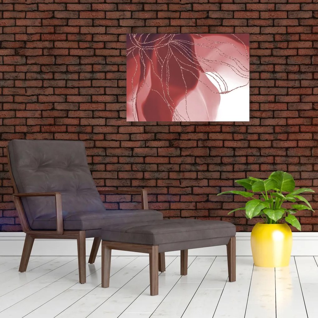 Obraz - Czerwony abstrakcyjny kwiat N⁰1 (70x50 cm)