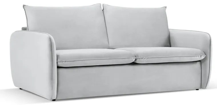 Jasnoszara aksamitna rozkładana sofa 214 cm Vienna – Cosmopolitan Design