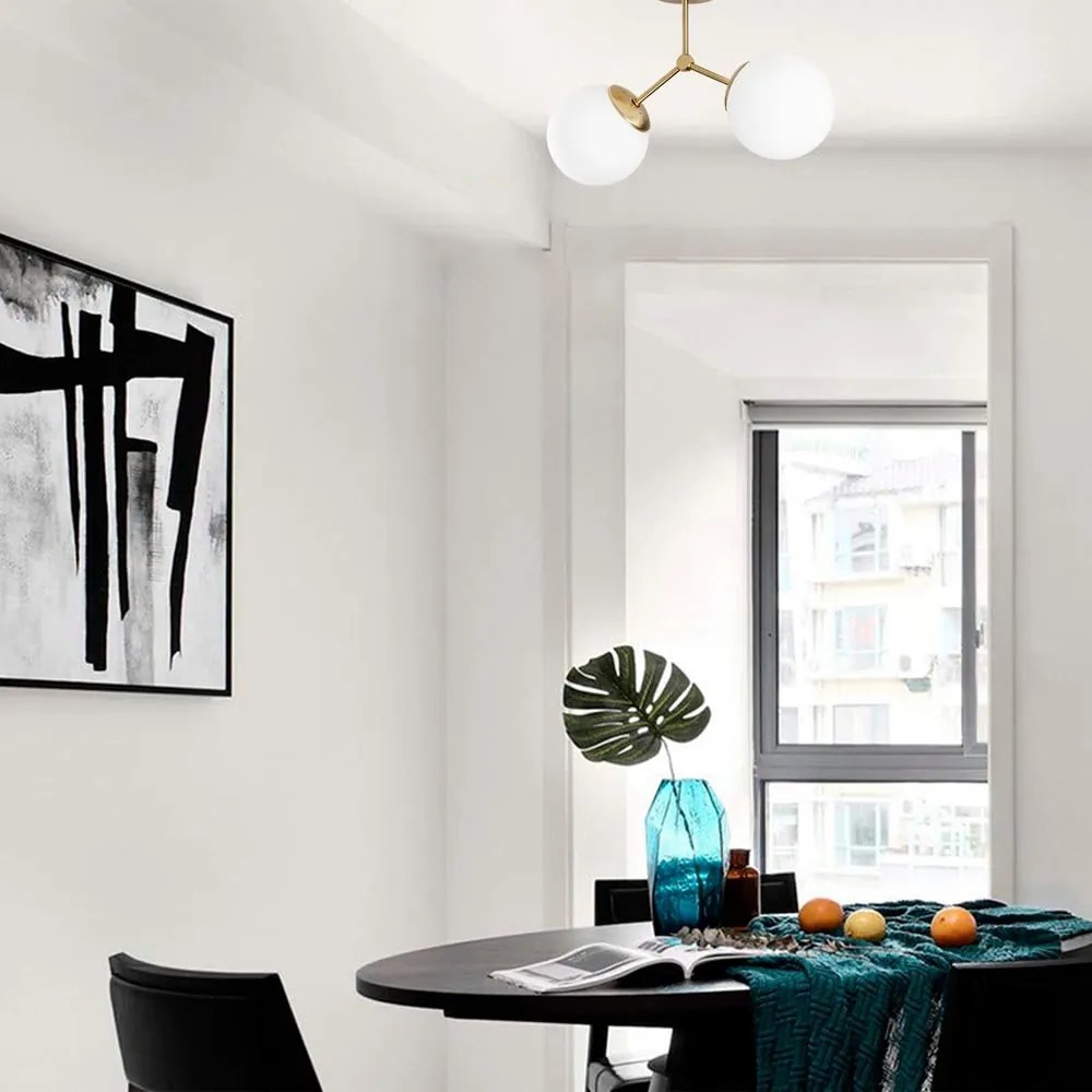 Biała/w kolorze mosiądzu lampa sufitowa ze szklanym kloszem 15x44 cm Damar – Opviq lights