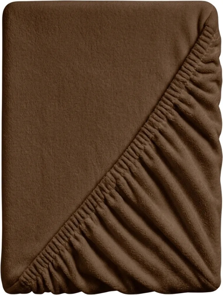 PrzytulneMieszkanie.pl Prześcieradło z mikropluszu SOFT 90x200 cm ciemny brąz