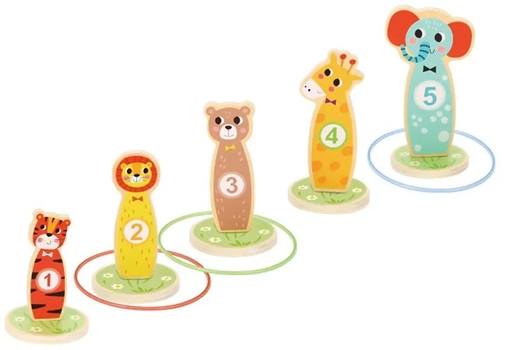 Tooky toy drewniana gra zręcznościowa rzut do celu zwierzątka 15 el.