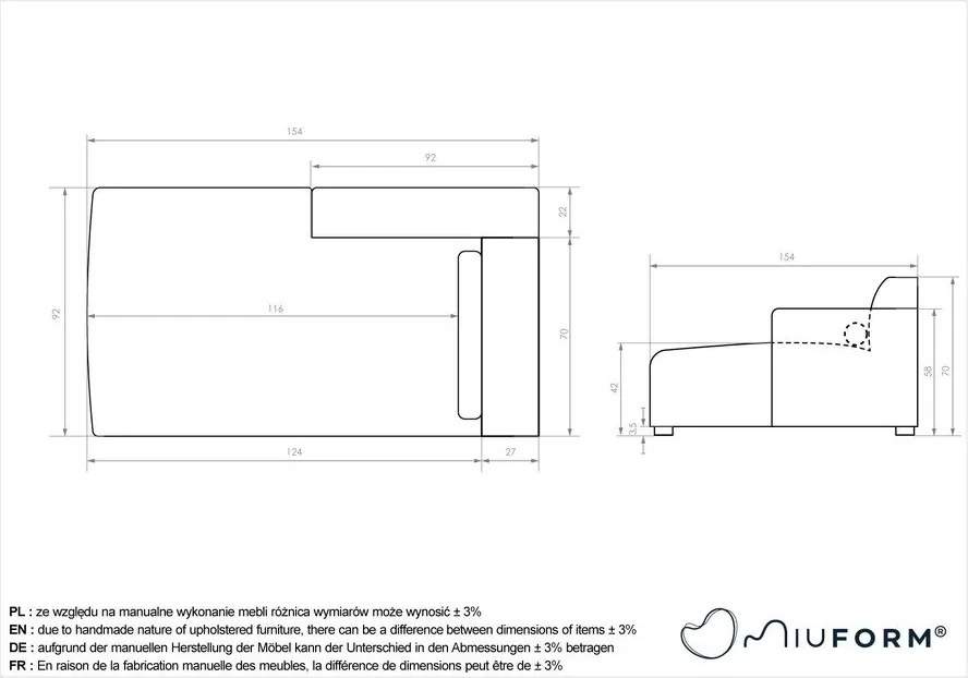 Biały moduł sofy (lewostronny) Flex Felix – Miuform