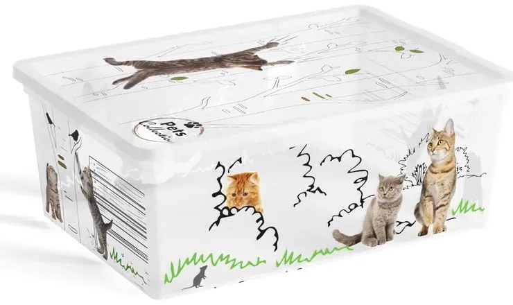 Biały plastikowy pojemnik z pokrywką 37x26x15 cm C Box Style – KIS