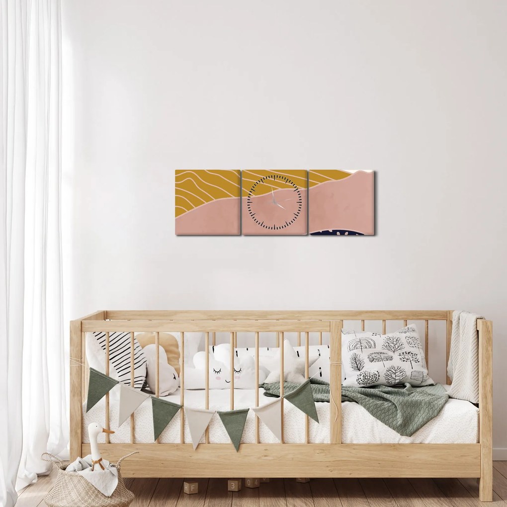 Obraz - Wschód słońca (z zegarem) (90x30 cm)