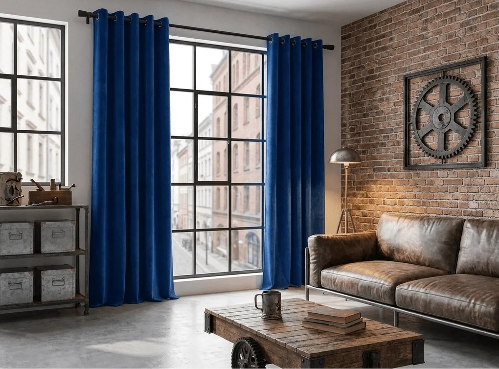 Zaciemniająca zasłona DREAM VELVET 140x250 cm, granatowa Zawieszanie: Metalowe pierścienie