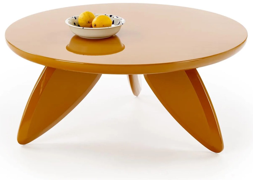 SORAYA 2 Ława Stolik kawowy Musztardowy Okrągła Designerska fi.80cm