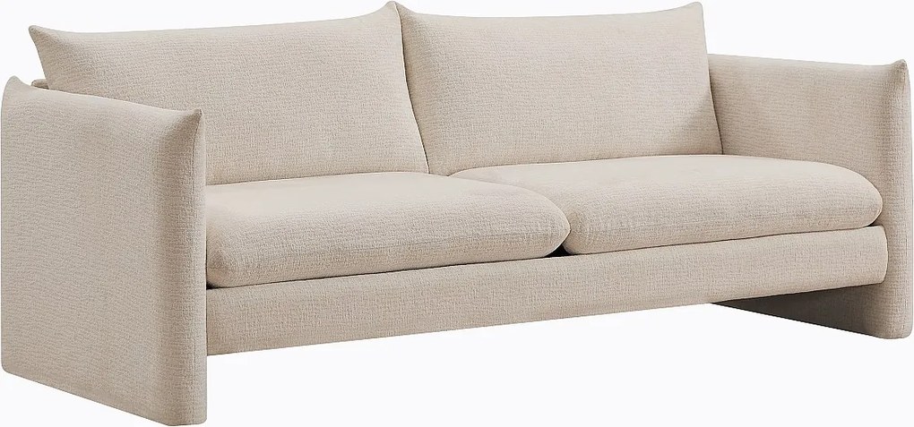 Kanapa 3-osobowa z beżowej tkaniny szenilowej GORAZI