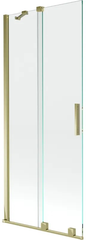 Mexen Velar parawan nawannowy 2-skrzydłowy rozsuwany 85 x 150 cm, transparent, złoty szczotkowany - 896-085-000-01-55