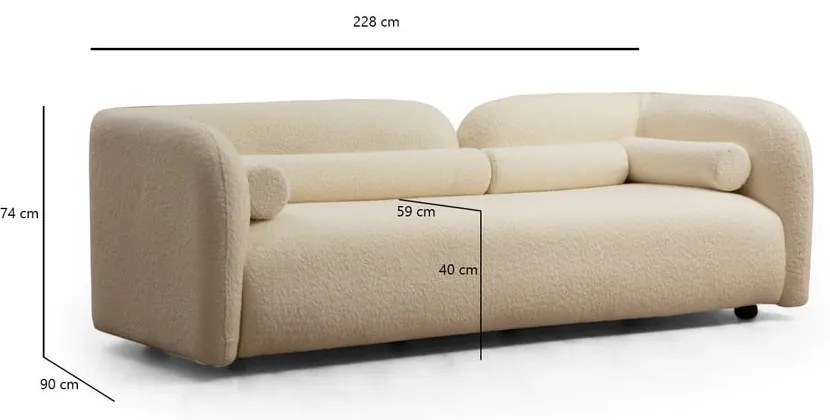 Kremowa sofa 228 cm Victoria – Artie