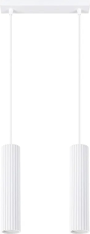 Lampa Wisząca Minimalistyczny Karbon, Aluminium - 2 Źródło - L.30 X H.90 Cm - Biały