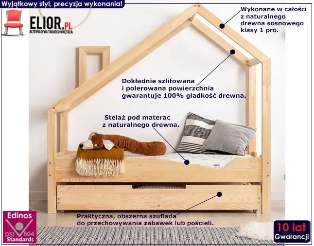 Drewniane łóżeczko dziecięce domek z szufladą Z7-W39